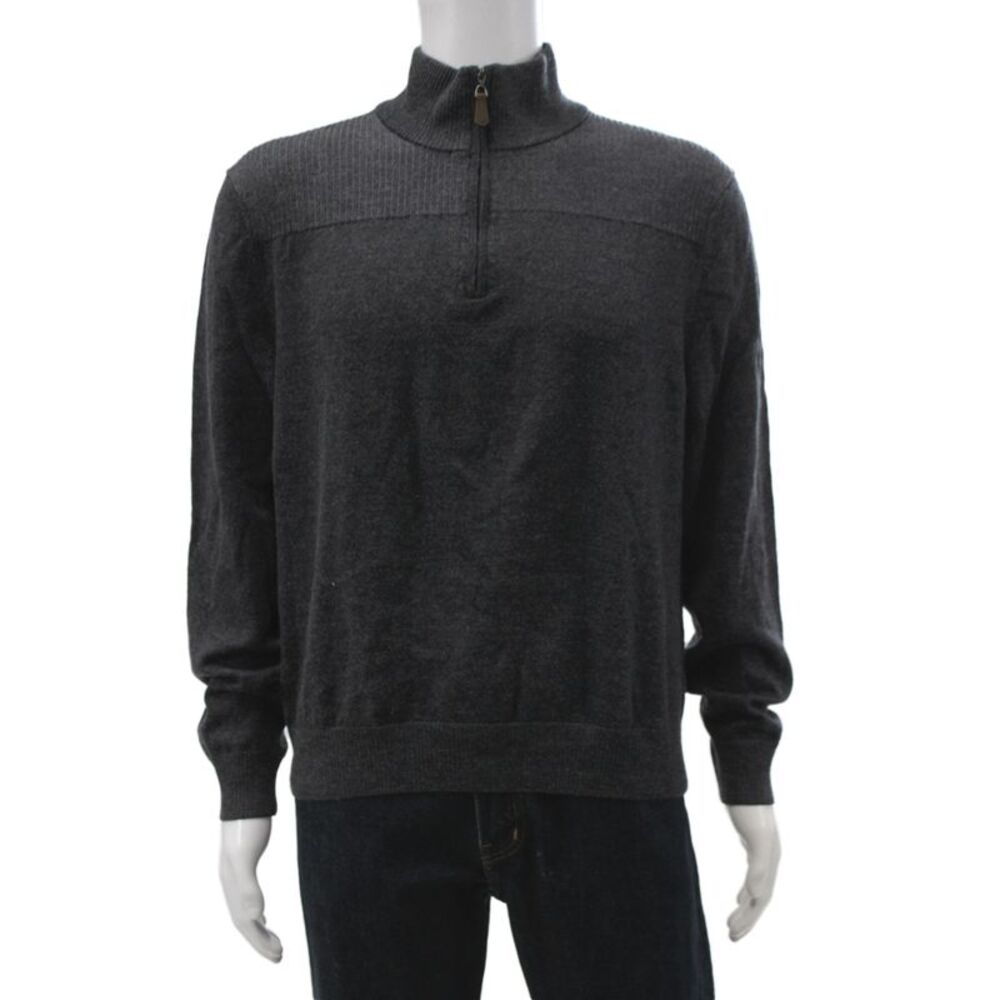 Bruno Magli Mens Pullover Sweater Gray Merino Mock Neck Long Sleeve Size 2XL